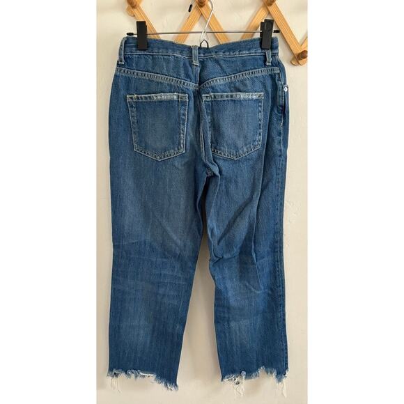 Free People Jeans Women's 26 Blue Maggie Mid Rise Straight Leg Raw Hem Buttons - Picture 8 of 11